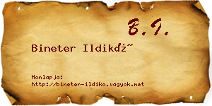 Bineter Ildikó névjegykártya